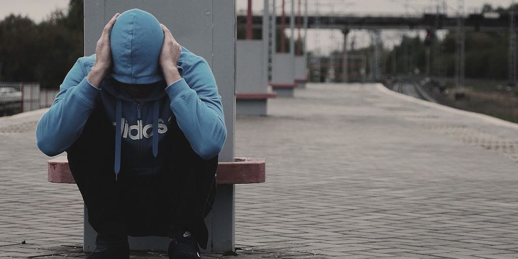 Drug addict sad
