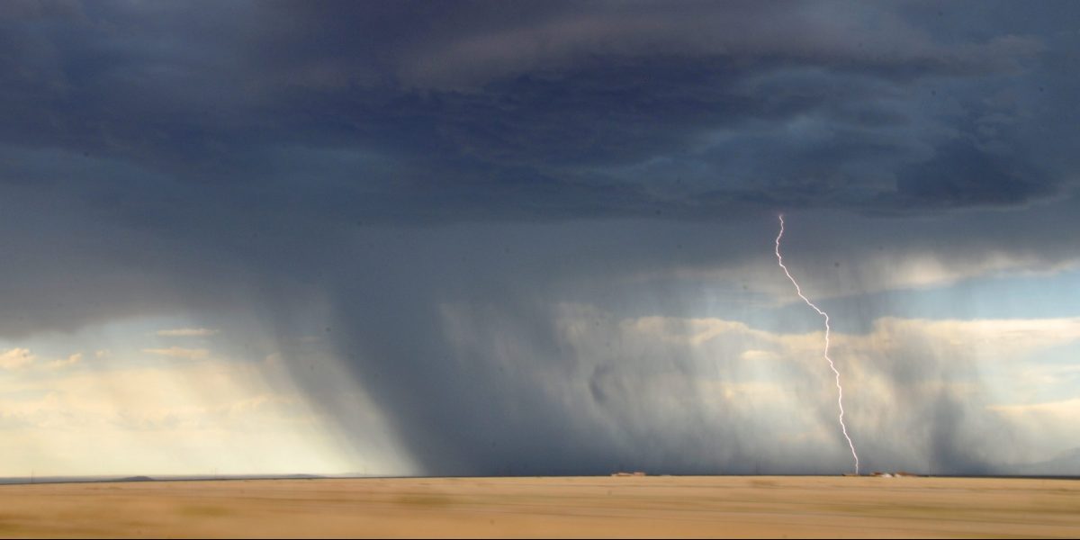 lightning struck on desert
